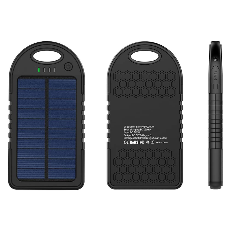 Power Bank Solar Batería 5000mah LuzLed