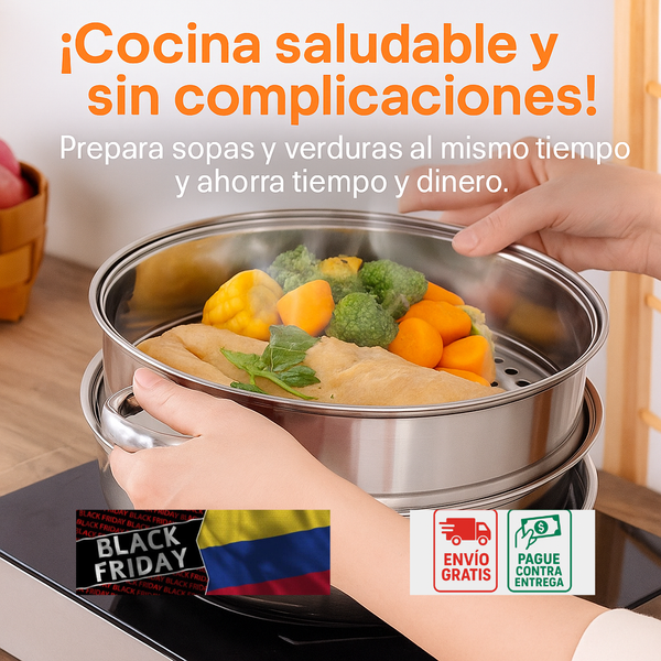 Olla Y Vaporera En Acero Inoxidable Cocc